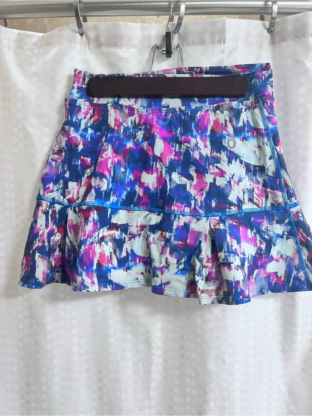 Abstract Brushstroke Circle Skirt in Blue & Pink